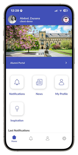 Ed-admin Alumni portal on a phone