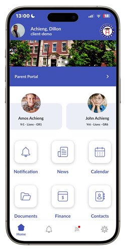 Ed-admin Parents portal on a phone