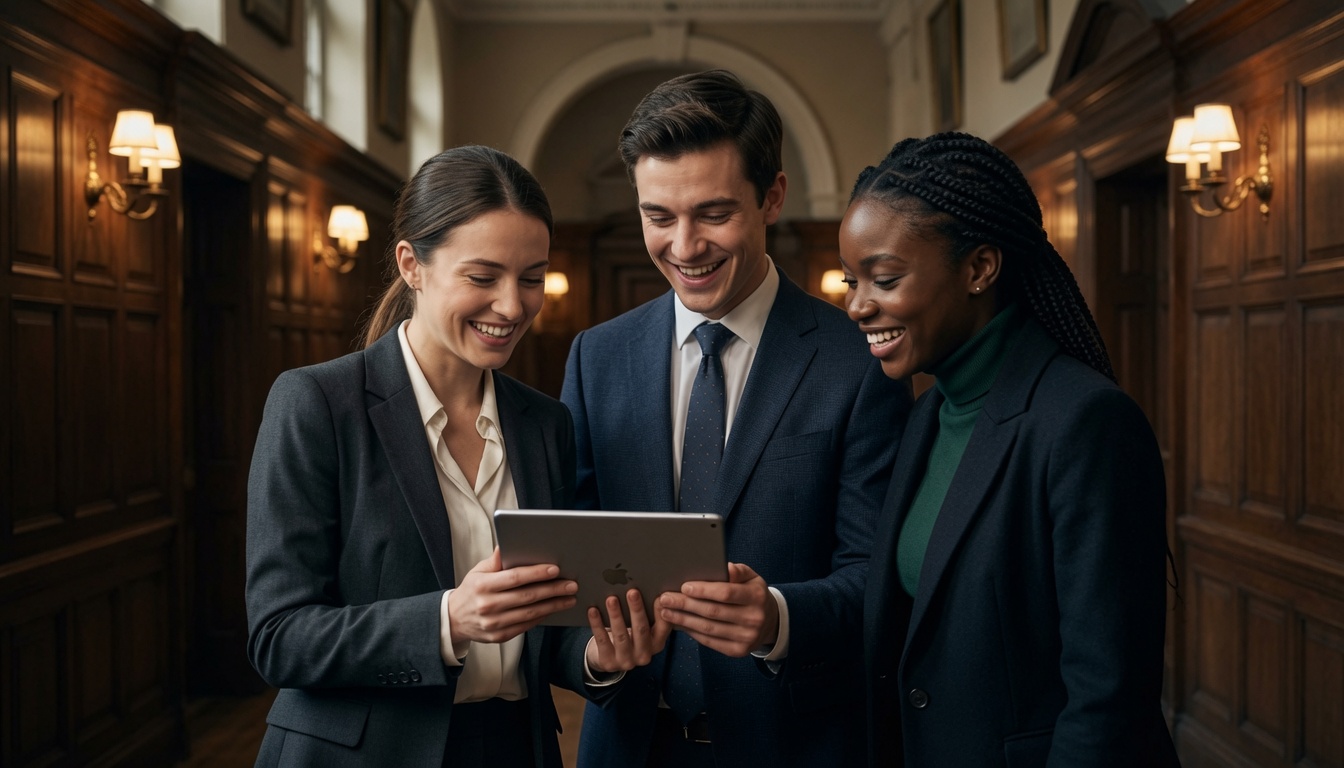 Prep-school staff reviewing records together on a tablet